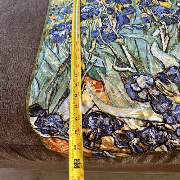 Luxury Long 💜 Vincent Van Gogh “The Irises” 100% Silk Scarf - Picture 4 of 5
